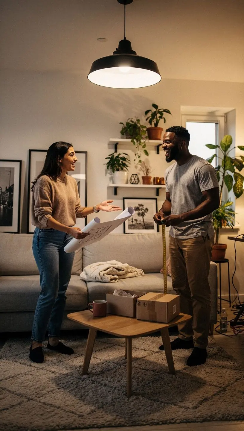 Fotografia biurka z dokumentami dotyczącymi planowania wynajmu mieszkań w pobliżu uczelni.