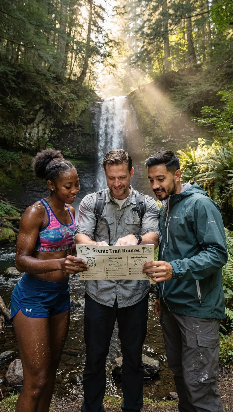 Rodzina podróżująca samochodem po malowniczej drodze, ciesząca się widokiem.